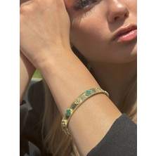 Ekinci Kuyumculuk 14 Ayar Altın Yeşil Yoncalı Kelepçe