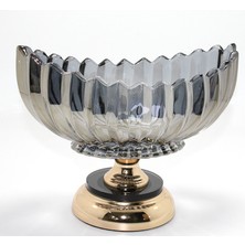 Ttt Lüks Füme Kristal Cam Gondol Gold Ayaklı Sunumluk