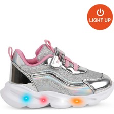 Buckhead Glossy Shiny Kız Çocuk Işıklı Spor Ayakkabı - Gümüş BUCK4430-010