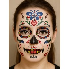 Parti Adresi Cadılar Bayramı Yüz Dövmesi Halloween Parti Aksesuarı Dövme Mavi