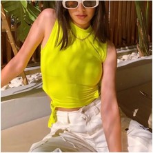 Modazeyosh Kadın Bel Bağcıklı Detay Boğazlı Bluz