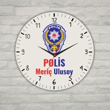 Hediye Vakti Kişiye Özel Polis Logolu Metal Duvar Saati - Emniyet Teşkilatına Özel Hediye