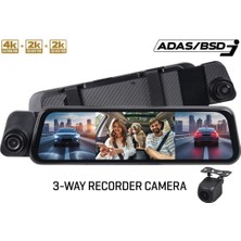 For-X X-966DVR Ayna Tipi Kayıt Kamera Sistemi 3 Kameralı