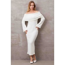 Arslan Triko Madonna Yaka Uzun Triko Elbise