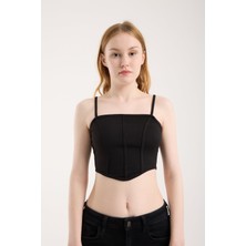 Modazeyosh Kadın Askılı Şeritli Fermuar Detay Bustiyer