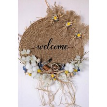 Florivya Kişiye Özel Hasır Welcome Kapı Süsü – Rustik Kapı ve Duvar Dekoru