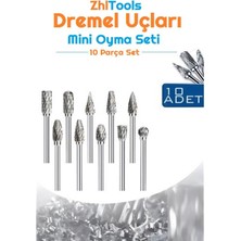 Zhltools Dremel Uyumlu Mini Oyma Gravür Uç Seti 10LU Tungsten Karbür, Ahşap, Metal, Plastik Için