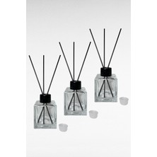 3 Adet Cam Şişe 100ML Oda Kokusu Şişesi Fiber Çubuk Kapak ve Tıpa Set Halinde