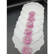 Zeynep Ela Kahve Yanı Kokteyl Pembe Çiçekli Sunum Peçete 6 Adet