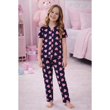 Pemilo Kız Çocuk 4001 % 100 Pamuk Kısa Kol Pijama Takımı