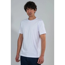 %100 Pamuk Basic Tişört Rahat Kalıp Unisex Günlük Spor T-Shirt Beyaz