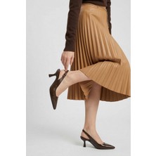 Lorenn Shoes Wendy Acı Kahve Kırışık Cilt Topuklu Ayakkabı
