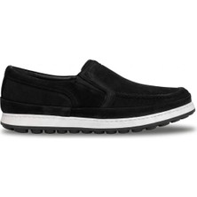 Ayakkabı Fuarı Elit MZV5006N Erkek Hakiki Nubuk Deri Casual Ayakkabı Siyah