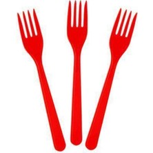 Parti Show Kırmızı Plastik Çatal Lüks (25 Adet)
