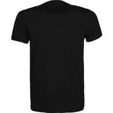 Premium Pamuk Likralı Basic Tişört Rahat Kalıp Unisex Günlük Spor T-Shirt Siyah