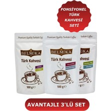 Belmoka Fonksiyonel Türk Kahvesi Seti 3*100 gr (Kolojen-Magnezyum) (Bromelain-Inülin) (Aronya-C Vitamini)