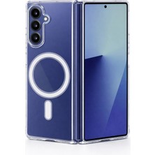 Vissona Samsung Galaxy Z Fold 5 Uyumlu Kamera Korumalı Magsafe Wireless Şarj Özellikli Lüks Şeffaf Silikon Telefon Kılıfı