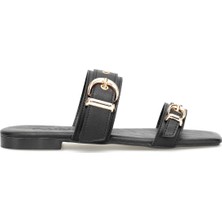 Ayakkabı Fuarı Elit PM543 K927 Kadın Düz Terlik Siyah