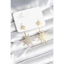 Ebijuteri Kutup Yıldızı Model Zirkon Taşlı Pirinç Kadın Küpe