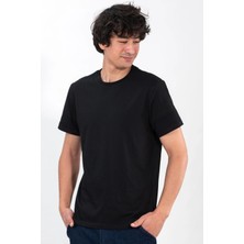%100 Pamuk Basic Tişört Rahat Kalıp Unisex Günlük Spor T-Shirt Siyah