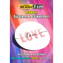 Sb Store Love Ambalaj Hediye Paket Süsleme Etiketi Model 61 - 96 Adet 3cm
