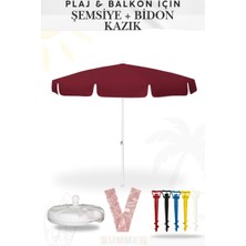 Penthouse Bükülebilir Plaj Bahçe Balkon Şemsiyesi Ince Branda Kumaş 2 Metre 8 Telli ( Bidon + Kazık )