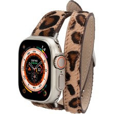 BloominBag Alpıne Slim Double Tour Wild Leopard Hakiki Deri Apple Watch Kordonu - 44/45/46/49MM
