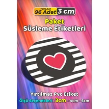 Sb Store Kalp Temalı Ambalaj Hediye Paket Süsleme Etiketi Model 62 - 96 Adet 3cm