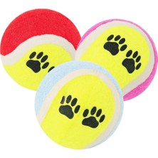 MidasTech   3lü Renkli Desenli Tenis Topu Kedi Köpek Oyuncağı