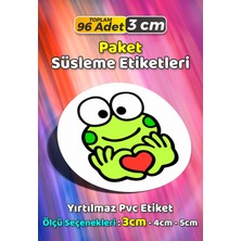 Sb Store Sevimli Kurbağa Temalı Paket Süsleme Etiketi Model 68 - 96 Adet 3cm