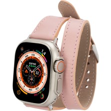 BloominBag Alpıne Slim Double Tour Blush Pink Hakiki Deri Apple Watch Kordonu - 44/45/46/49MM