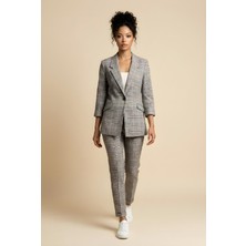 Alt Üst Gri Ekose Desenli Takım