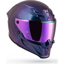 DerdG DeadG Inferno Chatoyant Mor Kask ( Güneş Vizörlü )