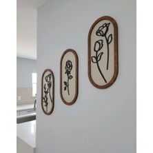 Porsuk Modern Katmanlı Duvar Süsü 3'lü Set Ahşap Tasarım 3 Boyutlu 28x14