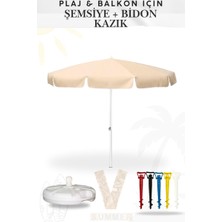 Penthouse Bükülebilir Plaj Bahçe Balkon Şemsiyesi Ince Branda Kumaş 2 Metre 8 Telli ( Bidon + Kazık )