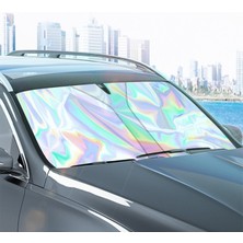 MidasTech Ally Araba Güneş Gölge Koruyucu Oto Ön Cam GÜNEŞLIK(140CM*70CM) Titanyum Gümüş Katlanabilir