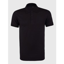 Polo Yaka Tişört  Rahat Kalıp Nefes Alabilen Erkek Polo T-Shirt Siyah