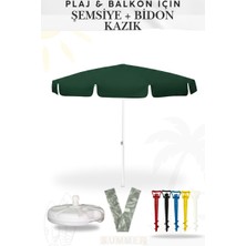 Penthouse Bükülebilir Plaj Bahçe Balkon Şemsiyesi Ince Branda Kumaş 2 Metre 8 Telli ( Bidon + Kazık )