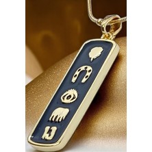 Katilus Gold Renk Çerçeveli Siyah Renk Çelik Plaka Tasarım Şans Kolyesi