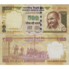 Banknoting Hindistan 500 Rupi 2014 Mahatma Gandhi Tuz Yürüyüşü Temalı. Çok Temiz+