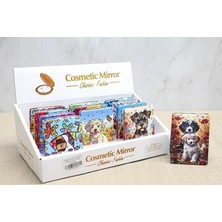 MidasTech Sevimli Köpek Tasarımıyla Taş Işlemeli Ince El Aynası Dikdörtgen