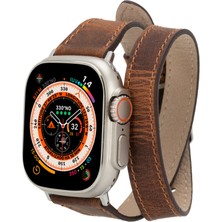 BloominBag Alpıne Slim Double Tour Heritage Saddle Hakiki Deri Apple Watch Kordonu - 44/45/46/49MM