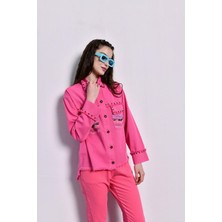 Etnik Nakışlı Pembe Ceket