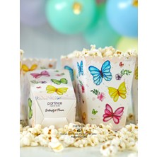 Partince Pastel Kelebek Çiçek Tema 8'li Popcorn Patlamış Mısır Kutusu