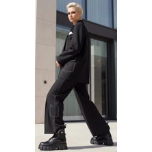 Diana Dikiş Detaylı Siyah Pantolon