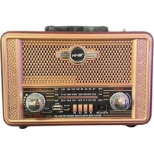 Biishe® Retro, Nostaljik, Ahşap Tasarım Bluetooth Hoparlörlü, Şarjlı, Taşınabilir Otantik Tasarımlı Fm/am Destekli Radyo NS8098
