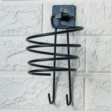 Biishe® Kendiliğinden Yapışkanlı Siyah Paslanmaz Metal Fön Makinesi Askısı Saç Kurutma Makinesi Tutacağı