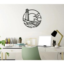 Diken Store Fırtınalı Deniz Feneri Duvar Dekoru Ahşap Tablo