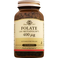 Solgar Folate 400 Mcg 50 Tablet Vegan Dostu İçerik ile Günlük Vitamin Desteği Sağlar