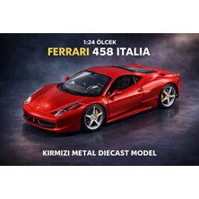 Aksoy Toys Ferrari 458 Italia Kırmızı 1:24 Ölçek Diecast Metal Model Araba
